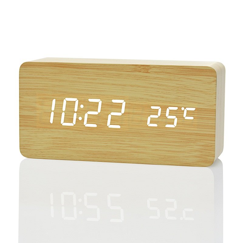 LED wooden alarm clock image