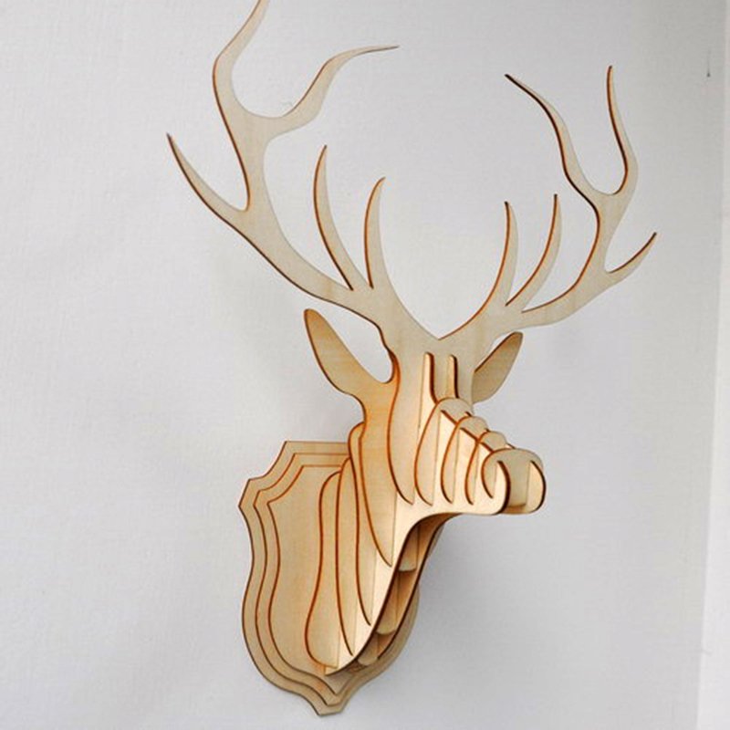 Wooden stag head wall trophy image